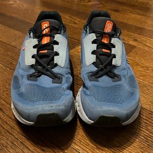 On men’s shoes, size 11